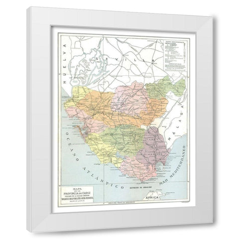 Cadiz Province Spain - Pompido 1913 White Modern Wood Framed Art Print by Pompido