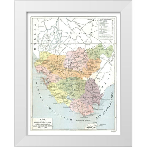 Cadiz Province Spain - Pompido 1913 White Modern Wood Framed Art Print by Pompido