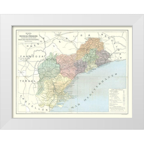 Tarragona Province Spain - Pompido 1913 White Modern Wood Framed Art Print by Pompido