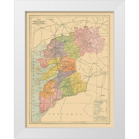 Pontevedra Province Spain - Pompido 1913 White Modern Wood Framed Art Print by Pompido