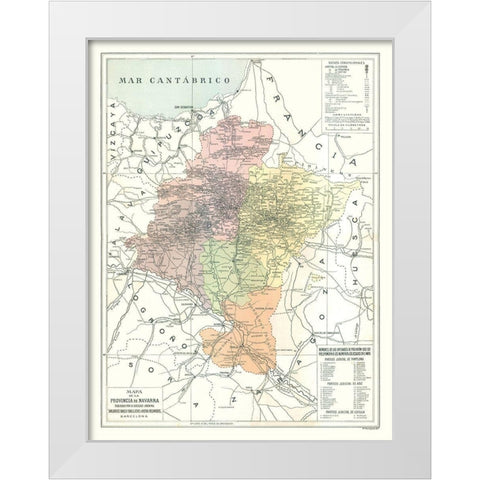 Navarra Province Spain - Pompido 1913 White Modern Wood Framed Art Print by Pompido