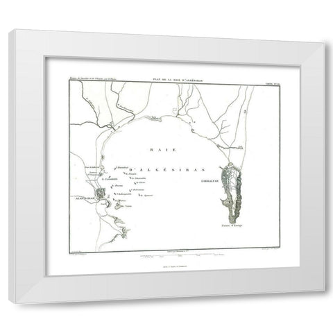 Europe Bay of Gibraltar Spain - Thiers 1866 White Modern Wood Framed Art Print by Thiers