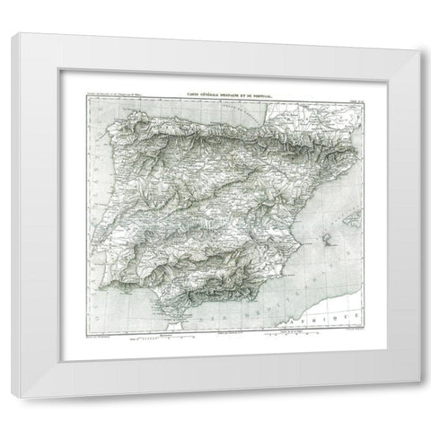 Spain Portugal - Thiers 1866 White Modern Wood Framed Art Print by Thiers