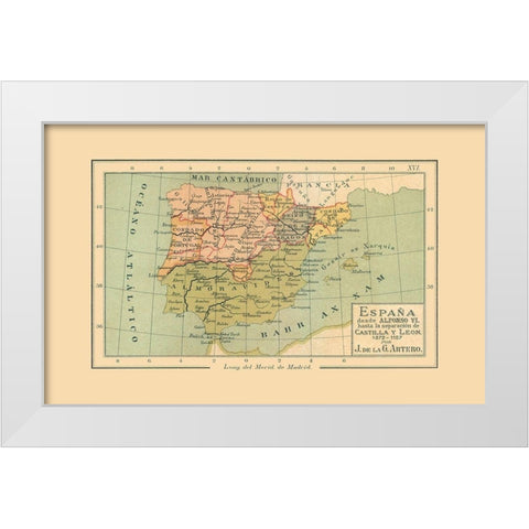 Spain 1072 AD to 1157 AD - Artero 1879 White Modern Wood Framed Art Print by Artero