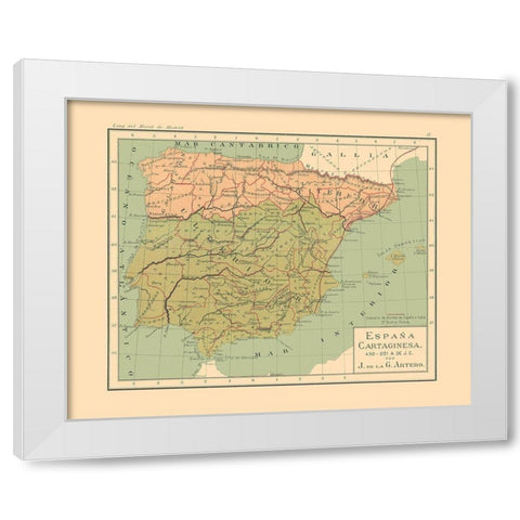 Spain 450 BC to 201 BC - Artero 1879 White Modern Wood Framed Art Print by Artero