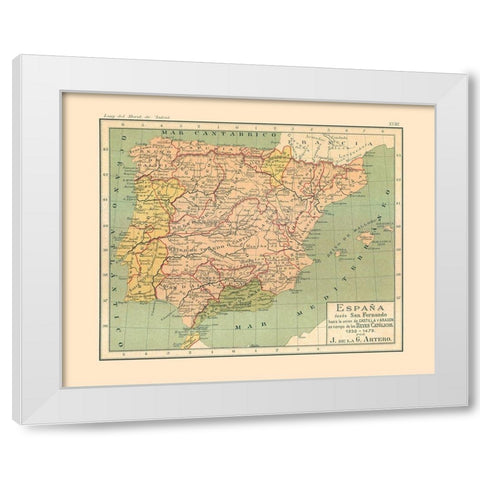 Spain 1230 AD to 1479 AD - Artero 1879 White Modern Wood Framed Art Print by Artero