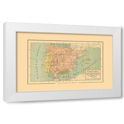 Spain 1479 AD to 1580 AD - Artero 1879 White Modern Wood Framed Art Print by Artero