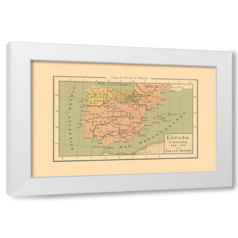 Spain 460 AD to 507 AD - Artero 1879 White Modern Wood Framed Art Print by Artero