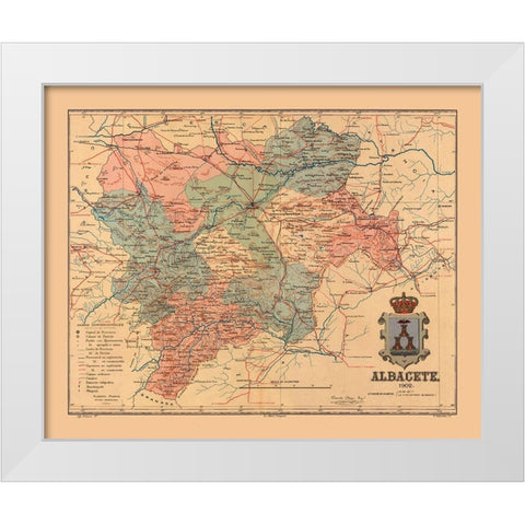 Albacete Spain 1902 - Martine 1904 White Modern Wood Framed Art Print by Martine