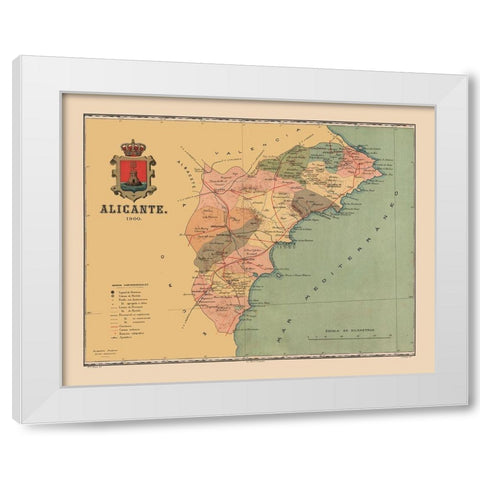 Alicante Spain 1900 - Martine 1904 White Modern Wood Framed Art Print by Martine