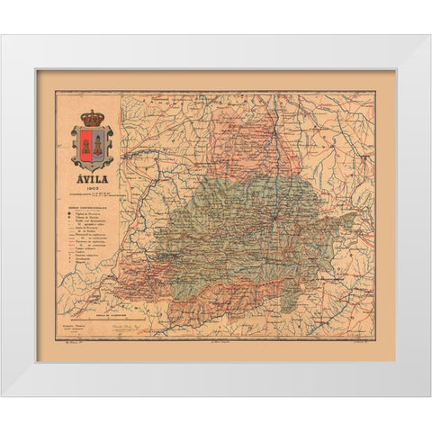 Avila Spain 1903 - Martine 1904 White Modern Wood Framed Art Print by Martine