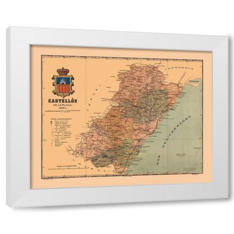 Castellon de la Plana Spain 1901 - Martine 1904 White Modern Wood Framed Art Print by Martine