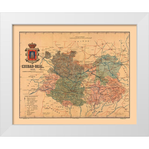 Ciudad Real Spain 1902 - Martine 1904 White Modern Wood Framed Art Print by Martine