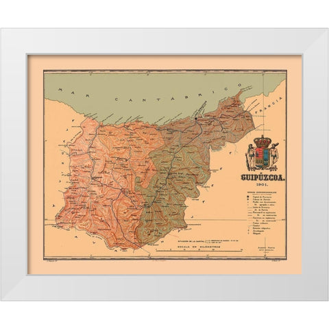 Gipuzkoa Spain 1901 - Martine 1904 White Modern Wood Framed Art Print by Martine