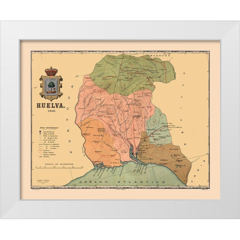 Huelva Spain 1900 - Martine 1904 White Modern Wood Framed Art Print by Martine