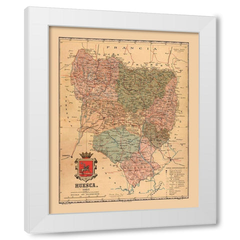 Huesca Spain 1901 - Martine 1904 White Modern Wood Framed Art Print by Martine