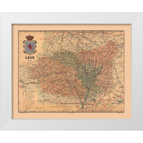 Leon Spain 1903 - Martine 1904 White Modern Wood Framed Art Print by Martine