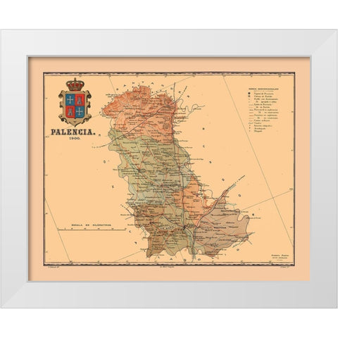 Palencia Spain 1900 - Martine 1904 White Modern Wood Framed Art Print by Martine