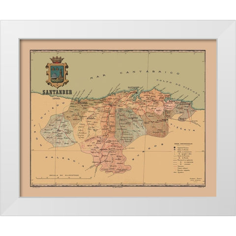 Santander Spain 1900 - Martine 1904 White Modern Wood Framed Art Print by Martine