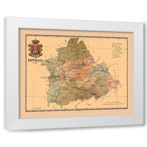 Seville Spain 1900 - Martine 1904 White Modern Wood Framed Art Print by Martine