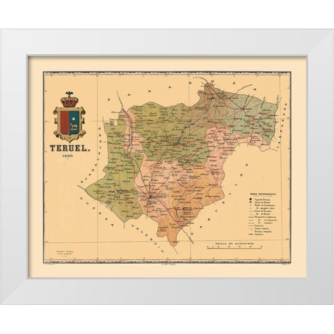 Teruel Spain 1900 - Martine 1904 White Modern Wood Framed Art Print by Martine