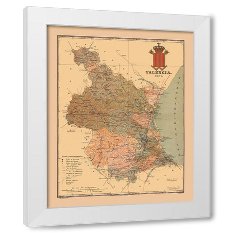 Valencia Spain 1901 - Martine 1904 White Modern Wood Framed Art Print by Martine