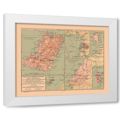 Spanish Possessions Africa - Martine 1904 White Modern Wood Framed Art Print by Martine