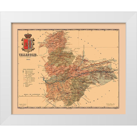 Valladolid Spain 1901 - Martine 1904 White Modern Wood Framed Art Print by Martine