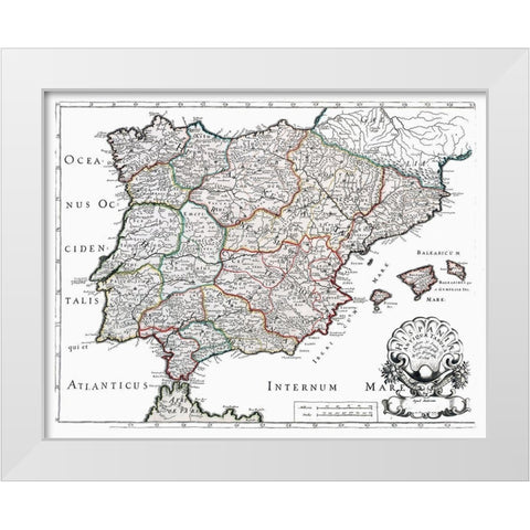 Ancient Spain - Sanson 1641 White Modern Wood Framed Art Print by Sanson