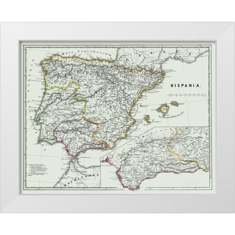 Ancient Spain - Spruner 1865 White Modern Wood Framed Art Print by Spruner