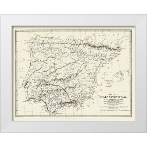Ancient Spain Portugal - Chapman 1830 White Modern Wood Framed Art Print by Chapman
