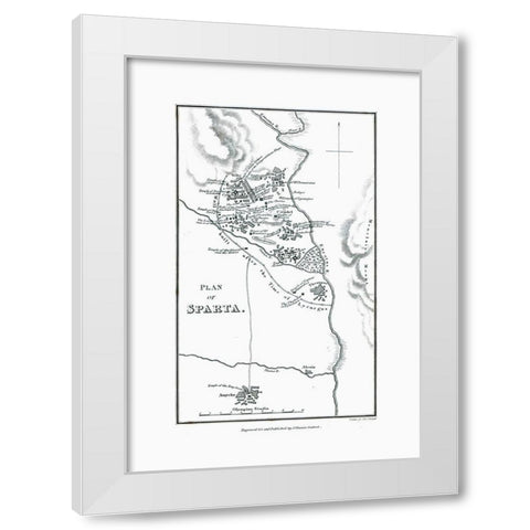 Sparta Greece - Oxford 1828 White Modern Wood Framed Art Print by Oxford