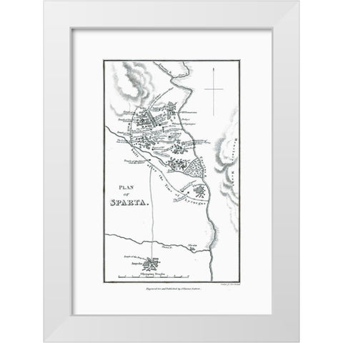 Sparta Greece - Oxford 1828 White Modern Wood Framed Art Print by Oxford