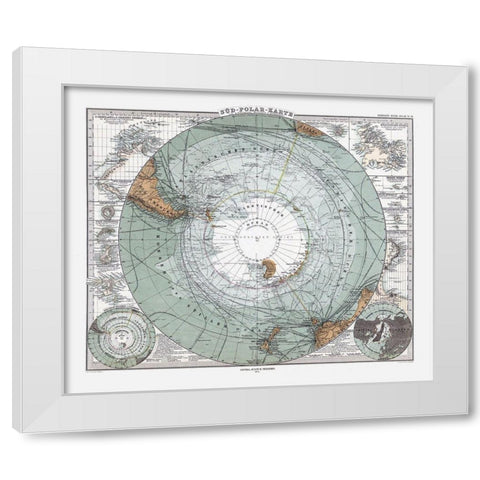 South Pole - Perthes 1875 White Modern Wood Framed Art Print by Perthes