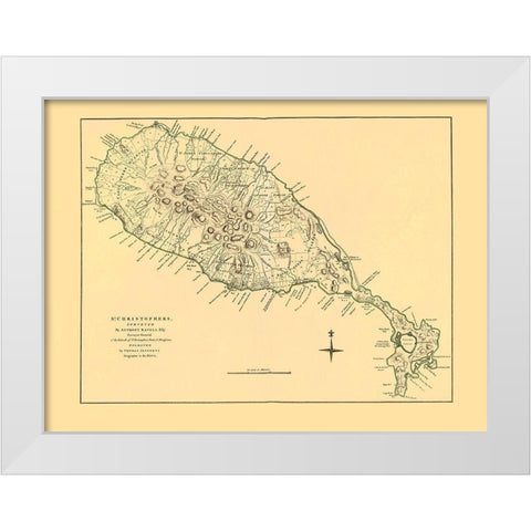 St Kitts St Christophers Caribbean - Jefferys 1768 White Modern Wood Framed Art Print by Jefferys