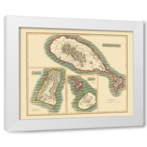 St Christophers St Lucia Nevis - Thomson 1815 White Modern Wood Framed Art Print by Thomson