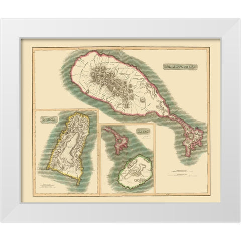 St Christophers St Lucia Nevis - Thomson 1815 White Modern Wood Framed Art Print by Thomson