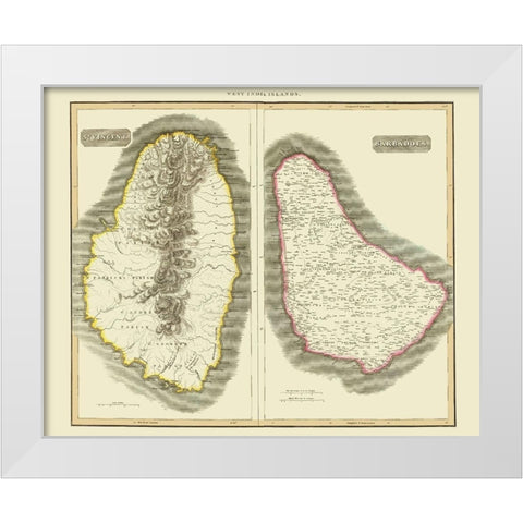 St Vincent Barbados - Thomson 1814 White Modern Wood Framed Art Print by Thomson
