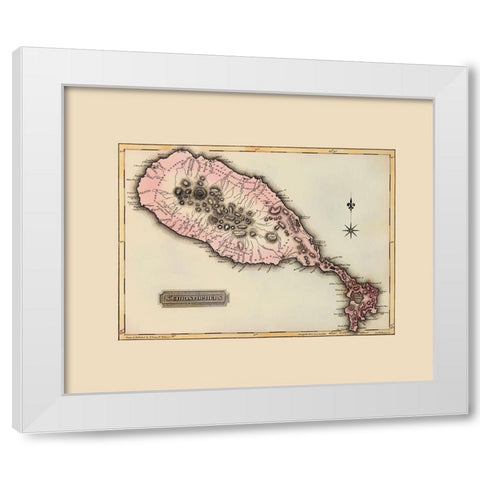 St Kitts St Christophers Caribbean - Lucas 1823 White Modern Wood Framed Art Print by Lucas