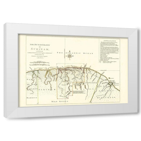 Dutch Colony Surinam South America - Jefferys 1771 White Modern Wood Framed Art Print by Jefferys