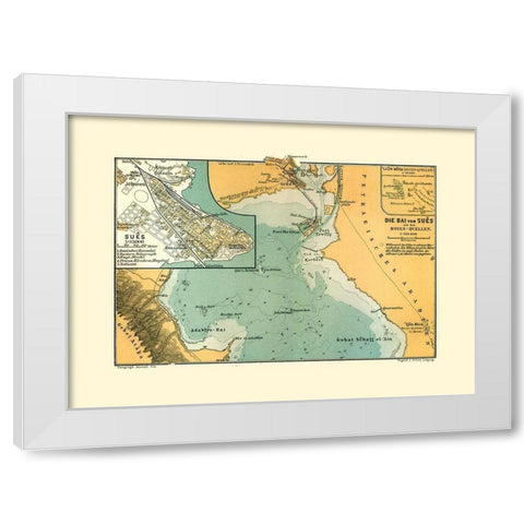 Suez Egypt - Baedeker 1913 White Modern Wood Framed Art Print by Baedeker