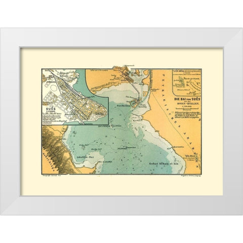 Suez Egypt - Baedeker 1913 White Modern Wood Framed Art Print by Baedeker