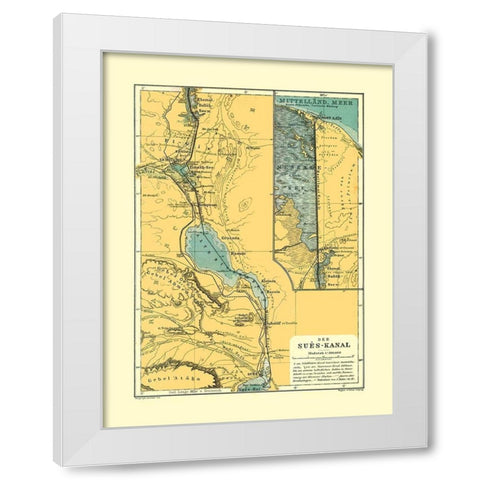 Suez Canal Egypt - Baedeker 1913 White Modern Wood Framed Art Print by Baedeker