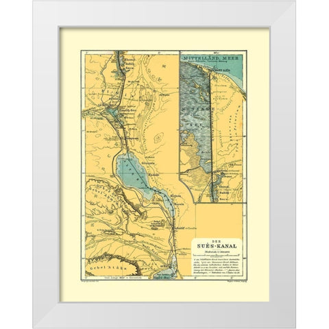 Suez Canal Egypt - Baedeker 1913 White Modern Wood Framed Art Print by Baedeker