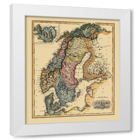 Sweden Norway - Lucas 1823 White Modern Wood Framed Art Print by Lucas