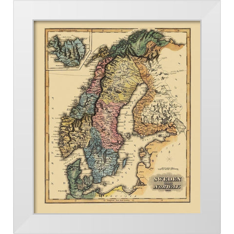 Sweden Norway - Lucas 1823 White Modern Wood Framed Art Print by Lucas