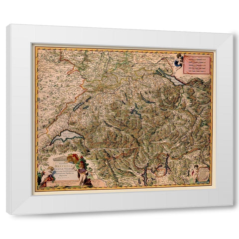 Switzerland - Visscher 1658 White Modern Wood Framed Art Print by Visscher