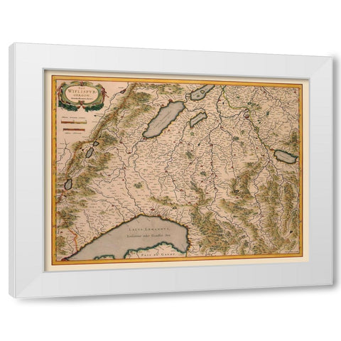 Southwest Switzerland - Blaeu 1610 White Modern Wood Framed Art Print by Blaeu