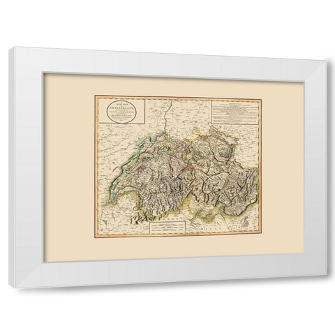 Switzerland - Cary 1799 White Modern Wood Framed Art Print by Cary