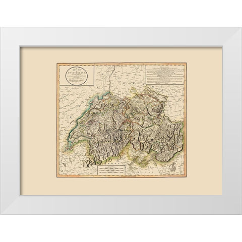 Switzerland - Cary 1799 White Modern Wood Framed Art Print by Cary